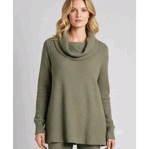 Torrid Size 3 3X 22-24‎ Brushed Waffle Cowl Neck Top Lightweight Sweater Olive